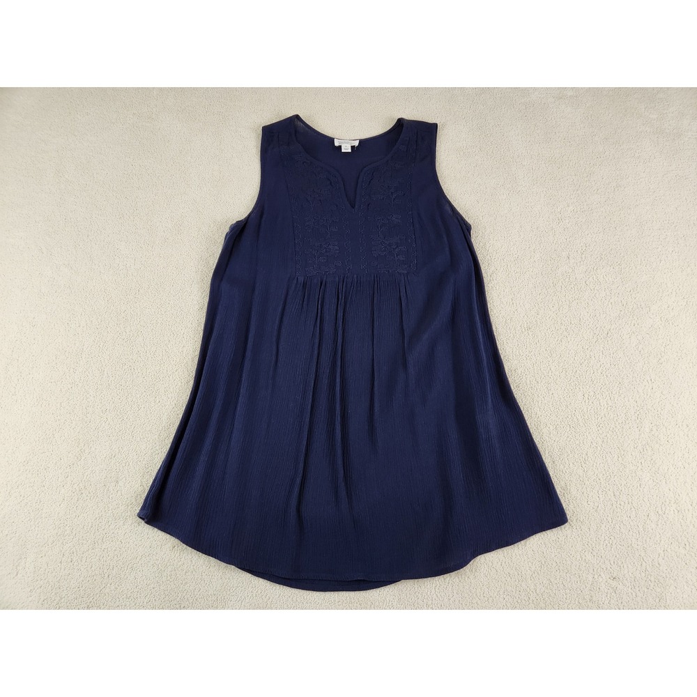 Women's Market & Spruce Stitch Fix Longer Length Sleeveless Tunic V-Neck Navy M